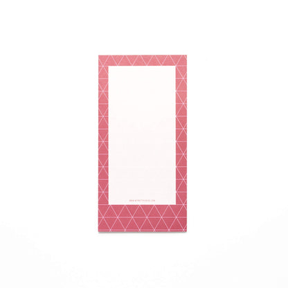 My Pretty Circus DIN lang Notizblock mit rotem geometrischem Muster und 50 Blatt Recyclingpapier, 10,5 x 21cm, ideal für Ideensammlungen und Kritzeleien unterwegs, umweltfreundlich und ressourcenschonend.-NPTRI1801-RE