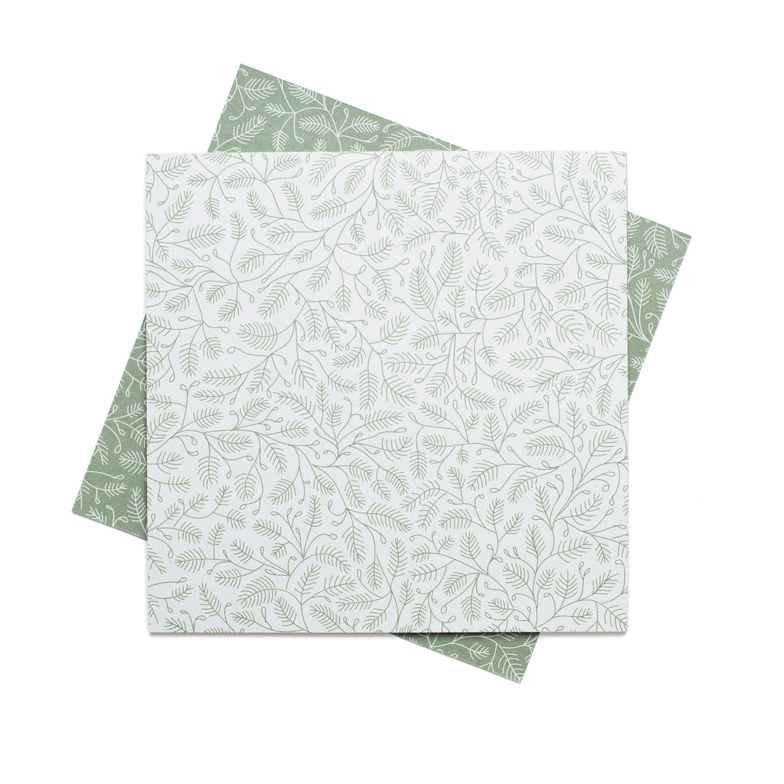 Origami Papier &quot;Tannenzweige&quot; für kreatives Basteln - 25 Blatt doppelseitiges Faltpapier mit mint und grünen Tannenzweigen aus 15x15cm Recyclingpapier-OR-BRA2209-MI | My Pretty Circus