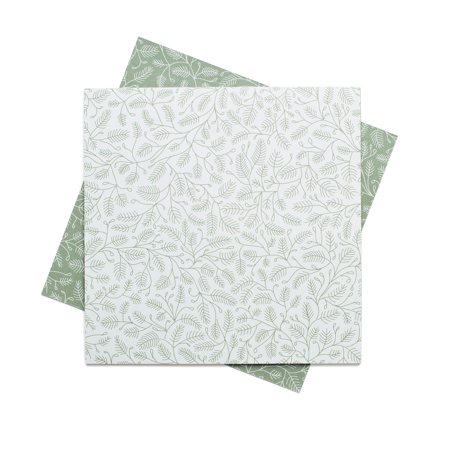 Origami Papier &quot;Tannenzweige&quot; für kreatives Basteln - 25 Blatt doppelseitiges Faltpapier mit mint und grünen Tannenzweigen aus 15x15cm Recyclingpapier-OR-BRA2209-MI | My Pretty Circus