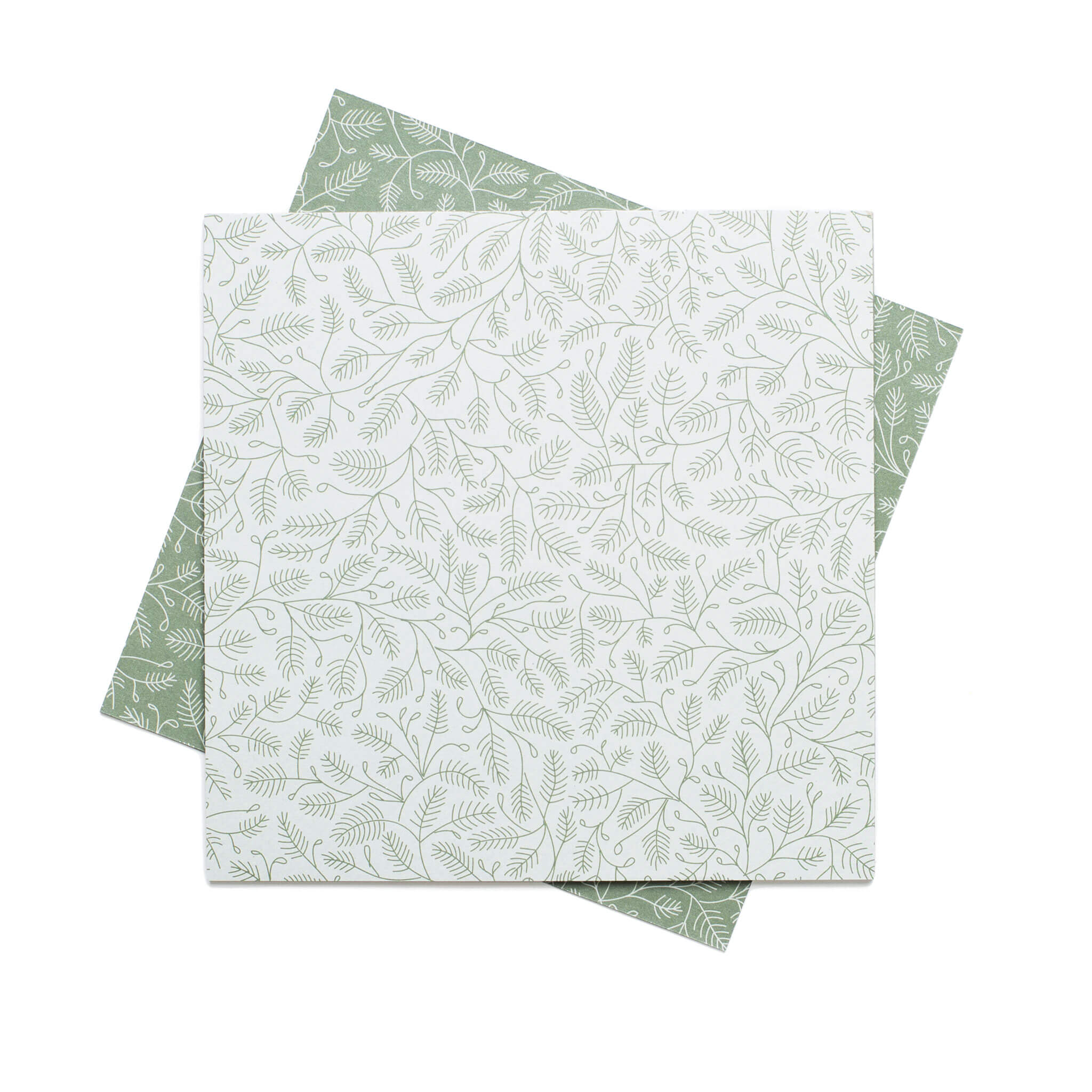 Origami Papier &quot;Tannenzweige&quot; für kreatives Basteln - 25 Blatt doppelseitiges Faltpapier mit mint und grünen Tannenzweigen aus 15x15cm Recyclingpapier-OR-BRA2209-MI | My Pretty Circus