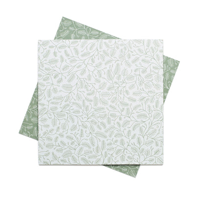 Origami Papier &quot;Tannenzweige&quot; für kreatives Basteln - 25 Blatt doppelseitiges Faltpapier mit mint und grünen Tannenzweigen aus 15x15cm Recyclingpapier-OR-BRA2209-MI | My Pretty Circus