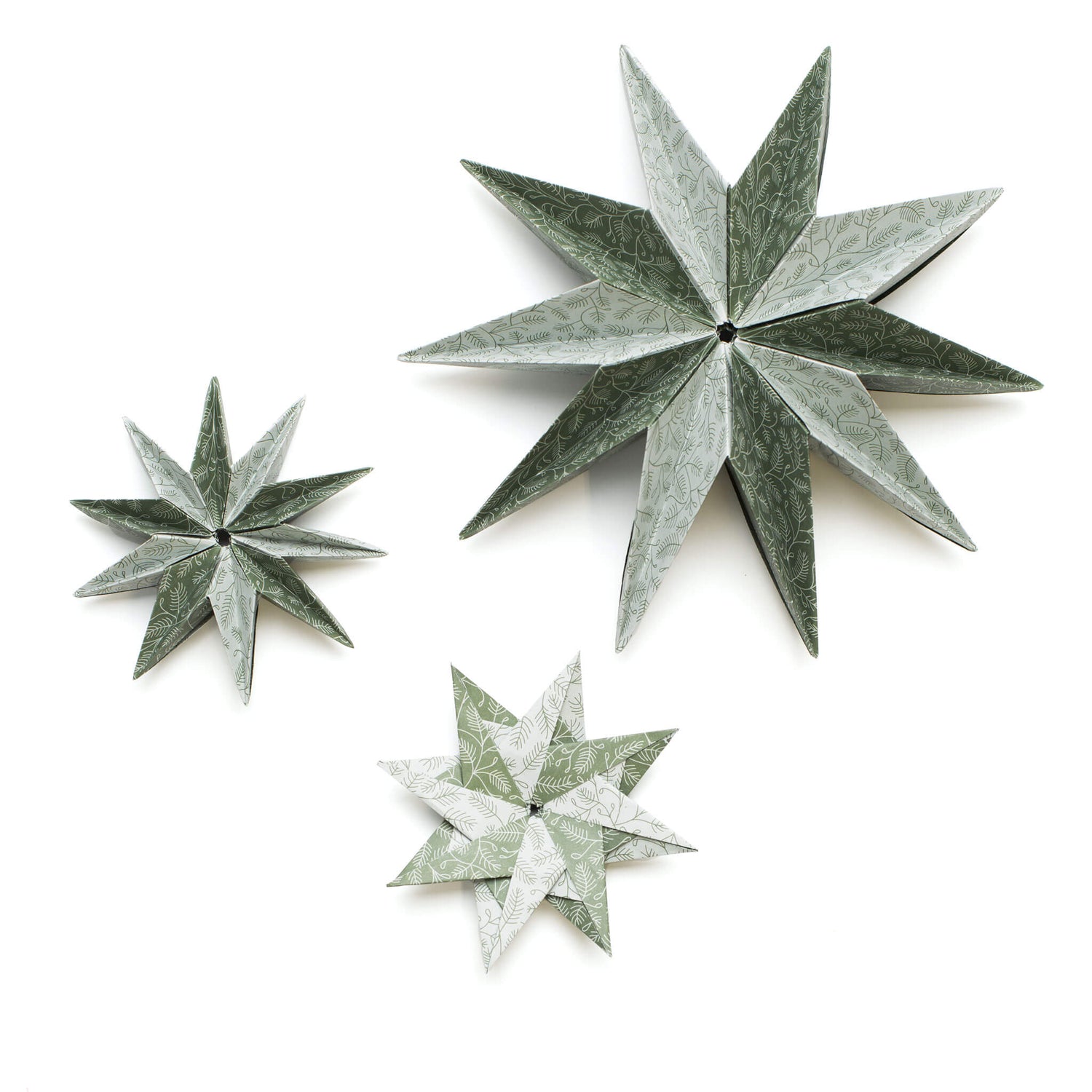 Origami Papier &quot;Tannenzweige&quot; für kreatives Basteln - 25 Blatt doppelseitiges Faltpapier mit mint und grünen Tannenzweigen aus 15x15cm Recyclingpapier-OR-BRA2209-MI | My Pretty Circus