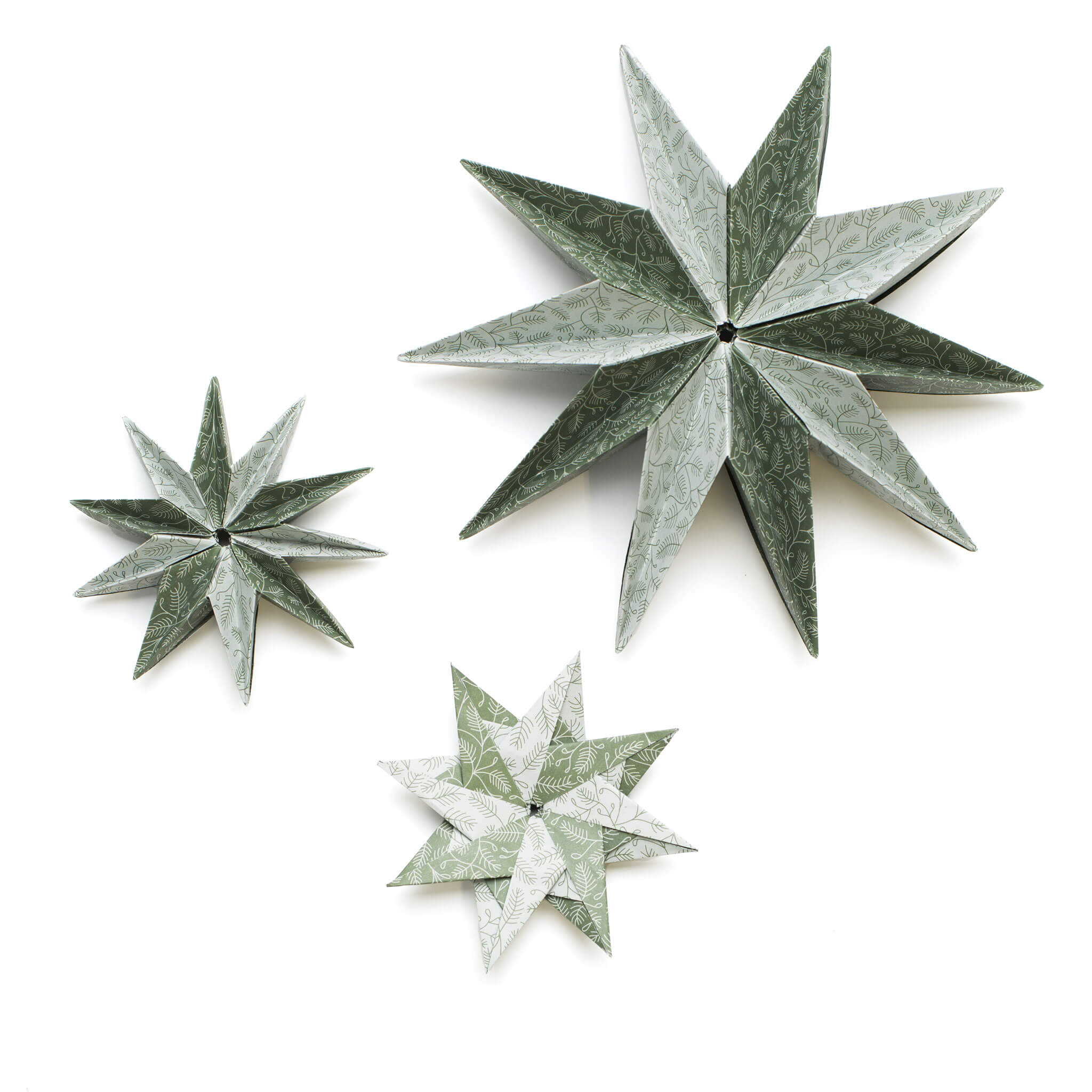 Origami Papier &quot;Tannenzweige&quot; für kreatives Basteln - 25 Blatt doppelseitiges Faltpapier mit mint und grünen Tannenzweigen aus 15x15cm Recyclingpapier-OR-BRA2209-MI | My Pretty Circus