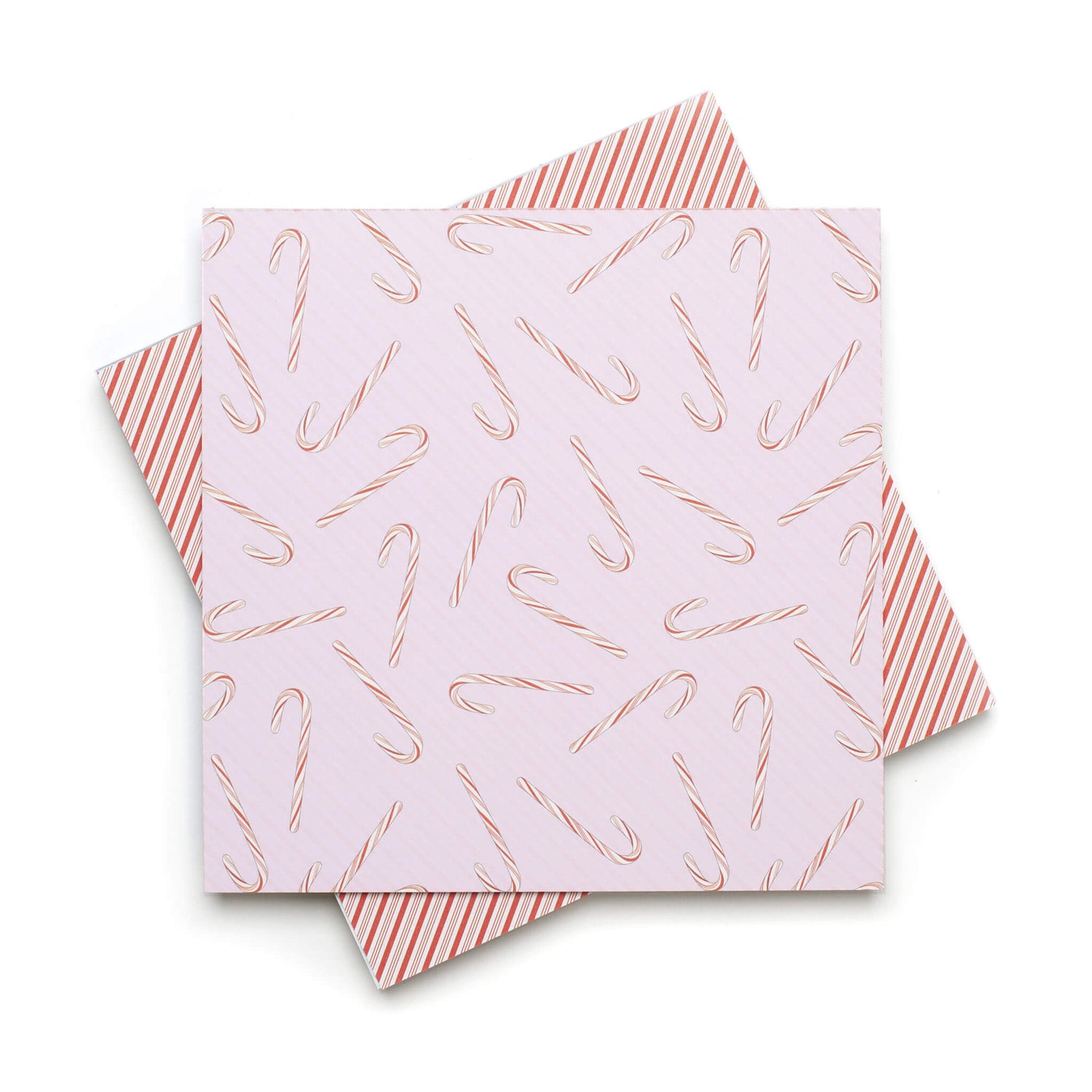 Origami Papier &quot;Zuckerstangen&quot; -  25 Blatt doppelseitiges Faltpapier mit rosa rotem Candy Cane Muster aus 15x15cm Recyclingpapier-OR-CAN2106-RO | My Pretty Circus
