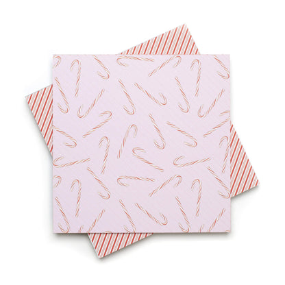Origami Papier &quot;Zuckerstangen&quot; -  25 Blatt doppelseitiges Faltpapier mit rosa rotem Candy Cane Muster aus 15x15cm Recyclingpapier-OR-CAN2106-RO | My Pretty Circus