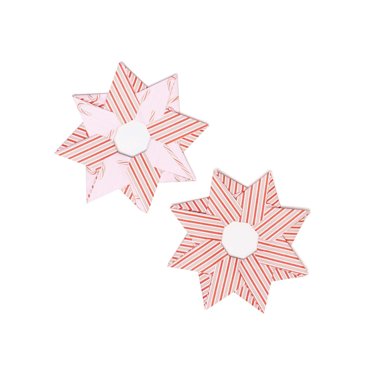 Origami Papier &quot;Zuckerstangen&quot; -  25 Blatt doppelseitiges Faltpapier mit rosa rotem Candy Cane Muster aus 15x15cm Recyclingpapier-OR-CAN2106-RO | My Pretty Circus