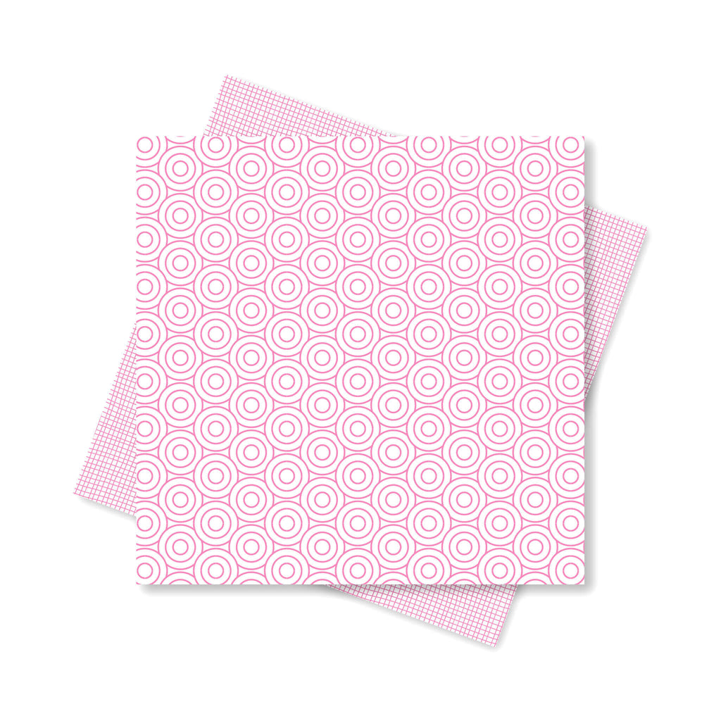 Origami Papier rosa "Kreise" für kreatives Basteln - 25 Blatt doppelseitiges Faltpapier mit weiß rosa Kreis- und Netzmuster aus 15x15cm Recyclingpapier-OR-CIR2102-PI | My Pretty Circus