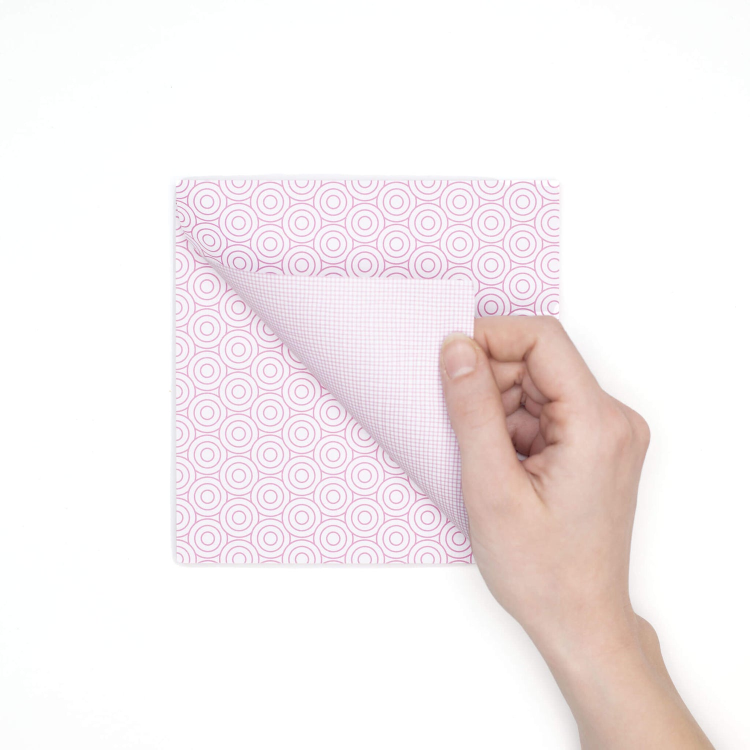 Origami Papier rosa &quot;Kreise&quot; für kreatives Basteln - 25 Blatt doppelseitiges Faltpapier mit weiß rosa Kreis- und Netzmuster aus 15x15cm Recyclingpapier-OR-CIR2102-PI | My Pretty Circus