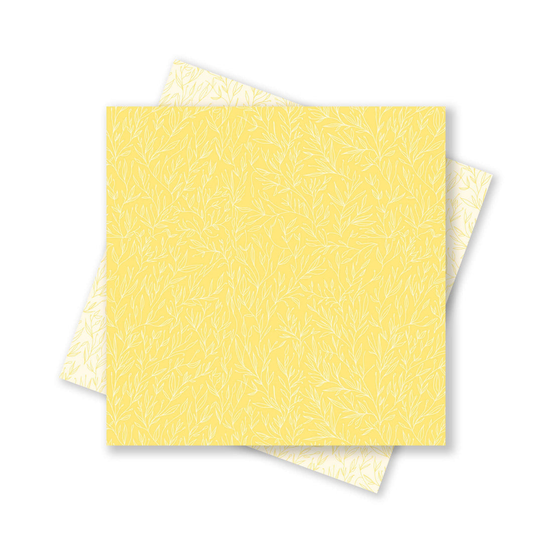 Origami Papier "Pflanzen" für kreatives Basteln - 25 Blatt doppelseitiges Faltpapier mit zartgelbem Pflanzenmuster aus 15x15cm Recyclingpapier-OR-PLA2104-YE | My Pretty Circus