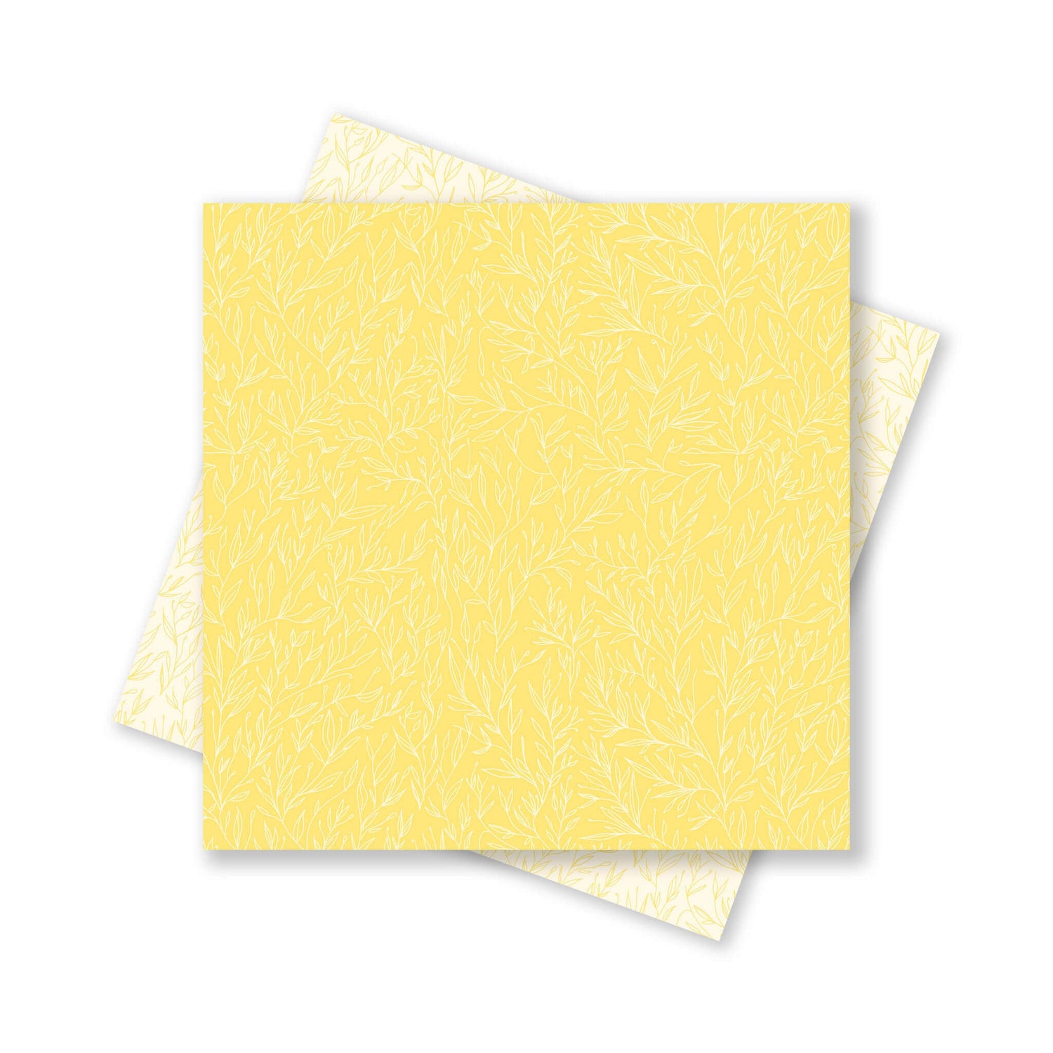 Origami Papier &quot;Pflanzen&quot; für kreatives Basteln - 25 Blatt doppelseitiges Faltpapier mit zartgelbem Pflanzenmuster aus 15x15cm Recyclingpapier-OR-PLA2104-YE | My Pretty Circus
