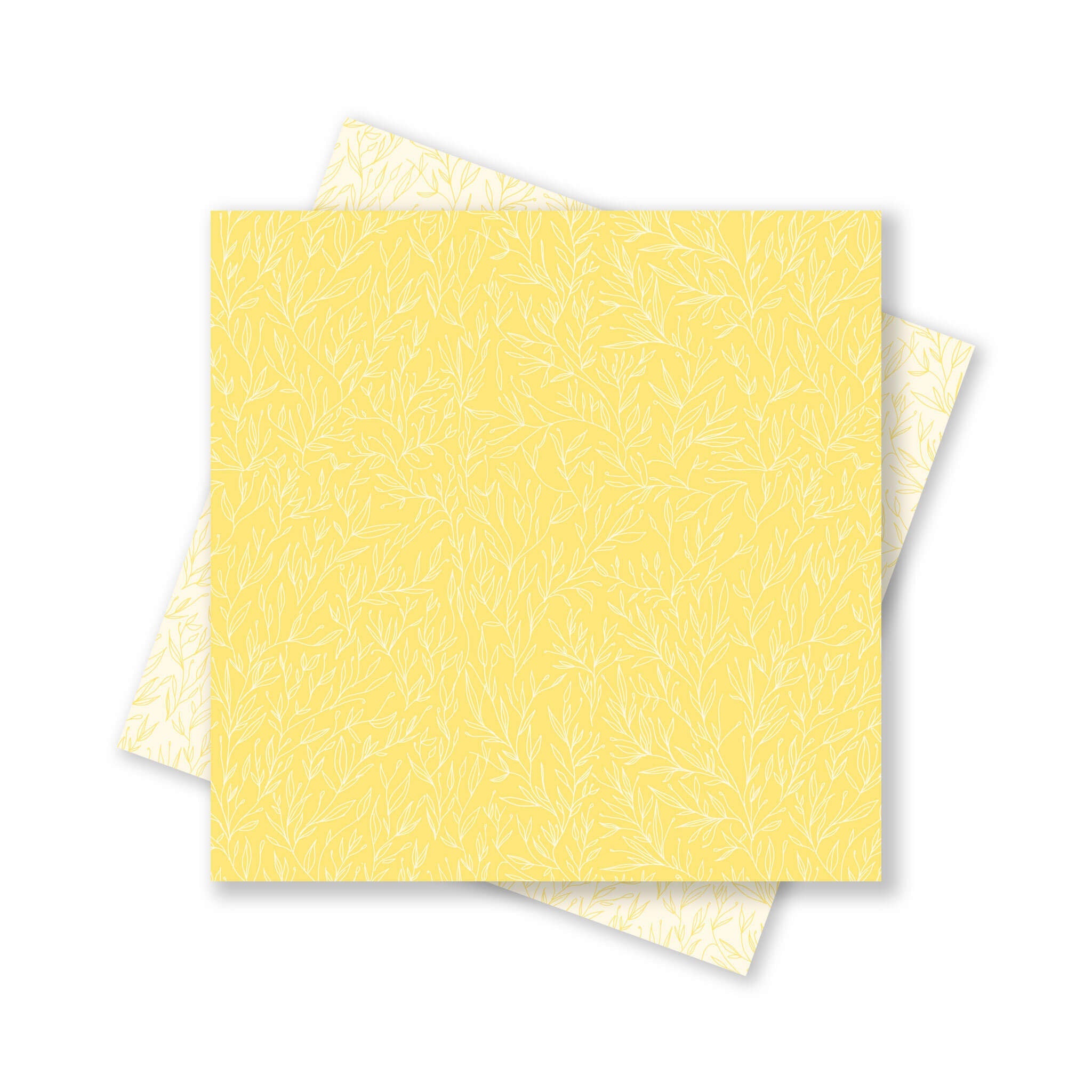 Origami Papier &quot;Pflanzen&quot; für kreatives Basteln - 25 Blatt doppelseitiges Faltpapier mit zartgelbem Pflanzenmuster aus 15x15cm Recyclingpapier-OR-PLA2104-YE | My Pretty Circus