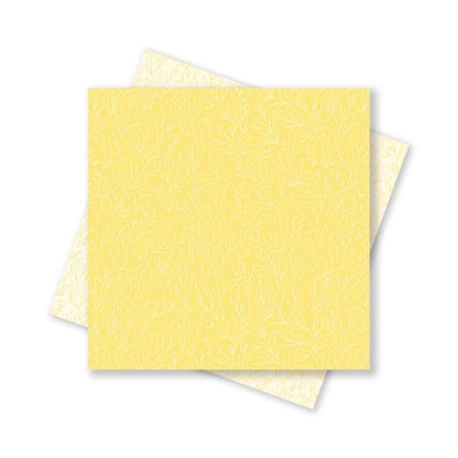 Origami Papier &quot;Pflanzen&quot; für kreatives Basteln - 25 Blatt doppelseitiges Faltpapier mit zartgelbem Pflanzenmuster aus 15x15cm Recyclingpapier-OR-PLA2104-YE | My Pretty Circus