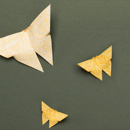Origami Papier &quot;Pflanzen&quot; für kreatives Basteln - 25 Blatt doppelseitiges Faltpapier mit zartgelbem Pflanzenmuster aus 15x15cm Recyclingpapier-OR-PLA2104-YE | My Pretty Circus