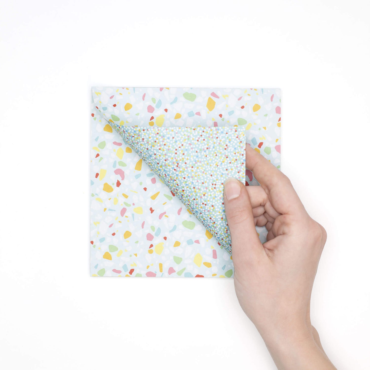 Origami Papier &quot;Terrazzo&quot; für kreatives Basteln - 25 Blatt doppelseitiges Faltpapier mit buntem Terrazzo Muster aus 15x15cm Recyclingpapier-OR-TER2101-TQ | My Pretty Circus