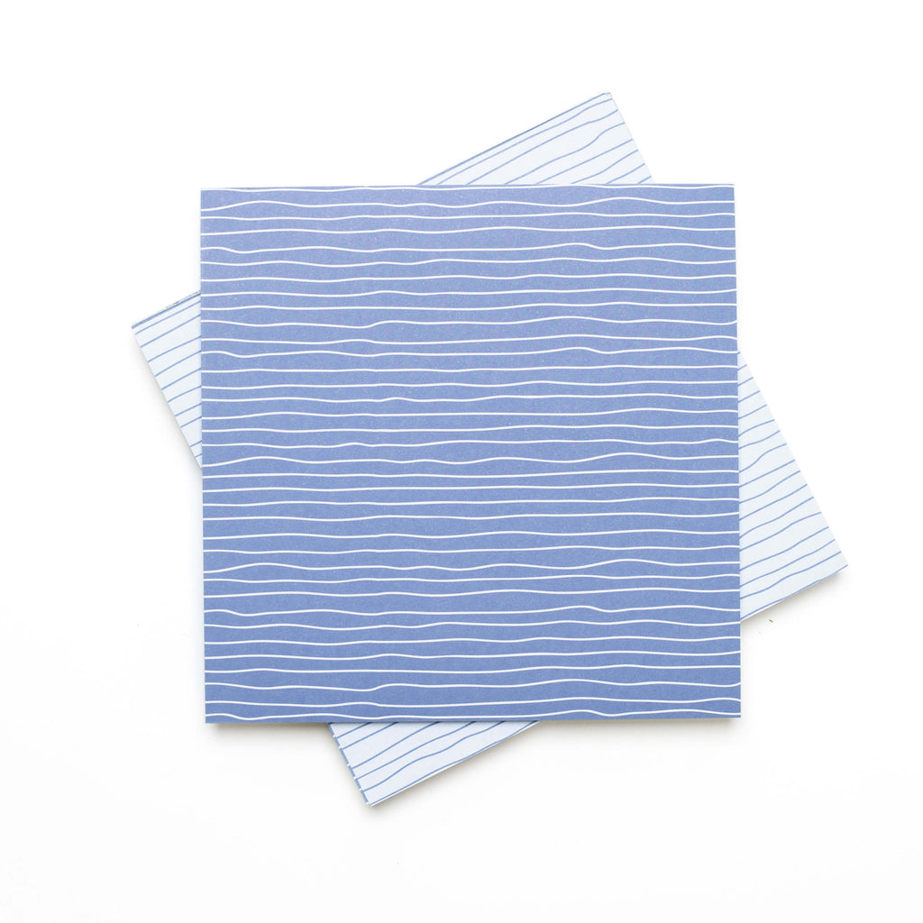 Origami Papier "Wasser" für kreatives Basteln - 25 Blatt doppelseitiges Faltpapier mit blauen Linien aus 15x15cm Recyclingpapier-OR-WAT2103-BL | My Pretty Circus