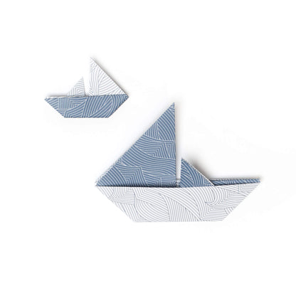 Origami Papier &quot;Wellen&quot; für kreatives Basteln - 25 Blatt doppelseitiges Faltpapier mit blau weiße Wellen aus 15x15cm Recyclingpapier-OR-WAV2207-WH | My Pretty Circus