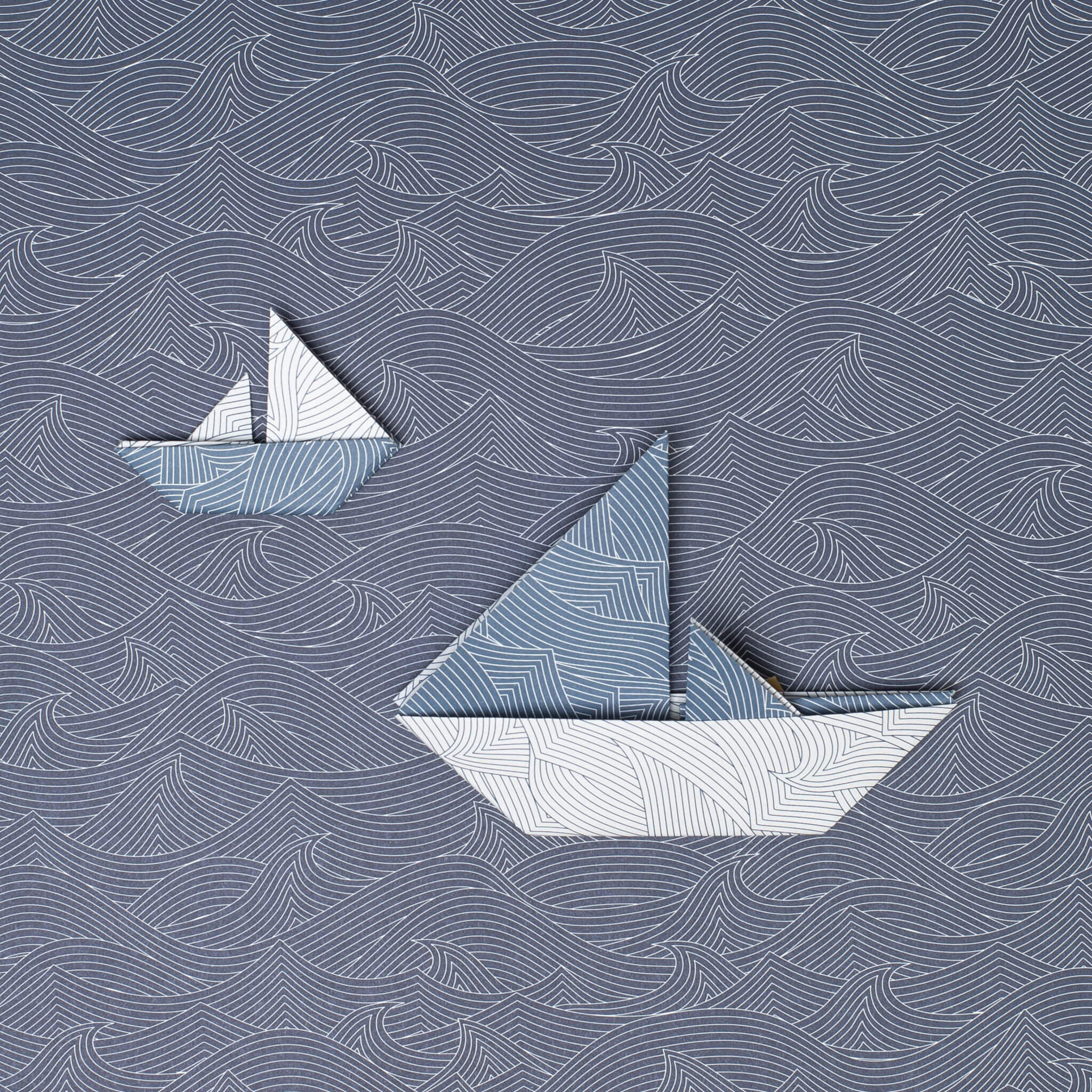Origami Papier &quot;Wellen&quot; für kreatives Basteln - 25 Blatt doppelseitiges Faltpapier mit blau weiße Wellen aus 15x15cm Recyclingpapier-OR-WAV2207-WH | My Pretty Circus
