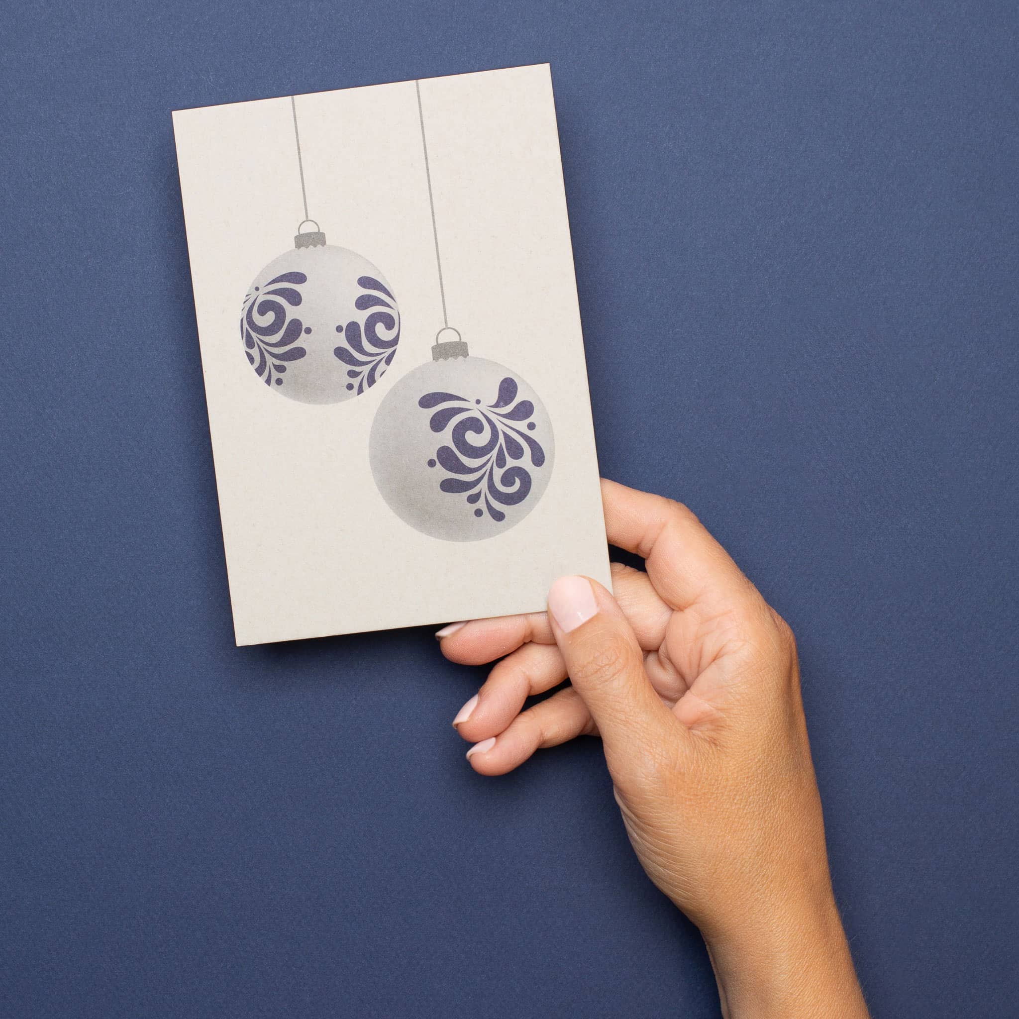Postkarte mit Bembel Baumkugeln - stabile Karte aus Holzschliffpappe mit hessischem Baumschmuck von My Pretty Circus | PC-BEM2301-WH