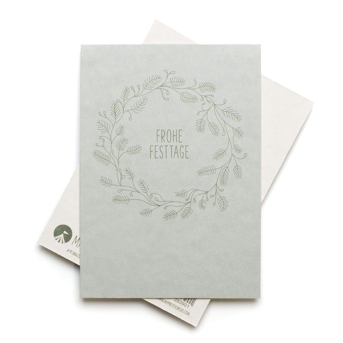 Postkarte "Frohe Festtage" -  stabile Karte aus Holzschliffpappe mit Weihnachtskranz in mint von My Pretty Circus | PC-BRA2202-MI