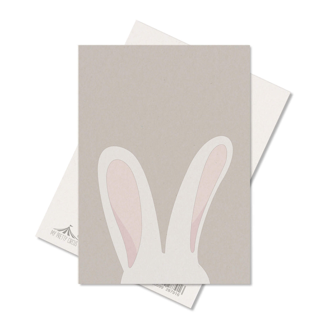 Postkarte "Hase" - stabile Karte aus Holzschliffpappe mit Hasenohren in beige von My Pretty Circus | PC-BUN2009-BE