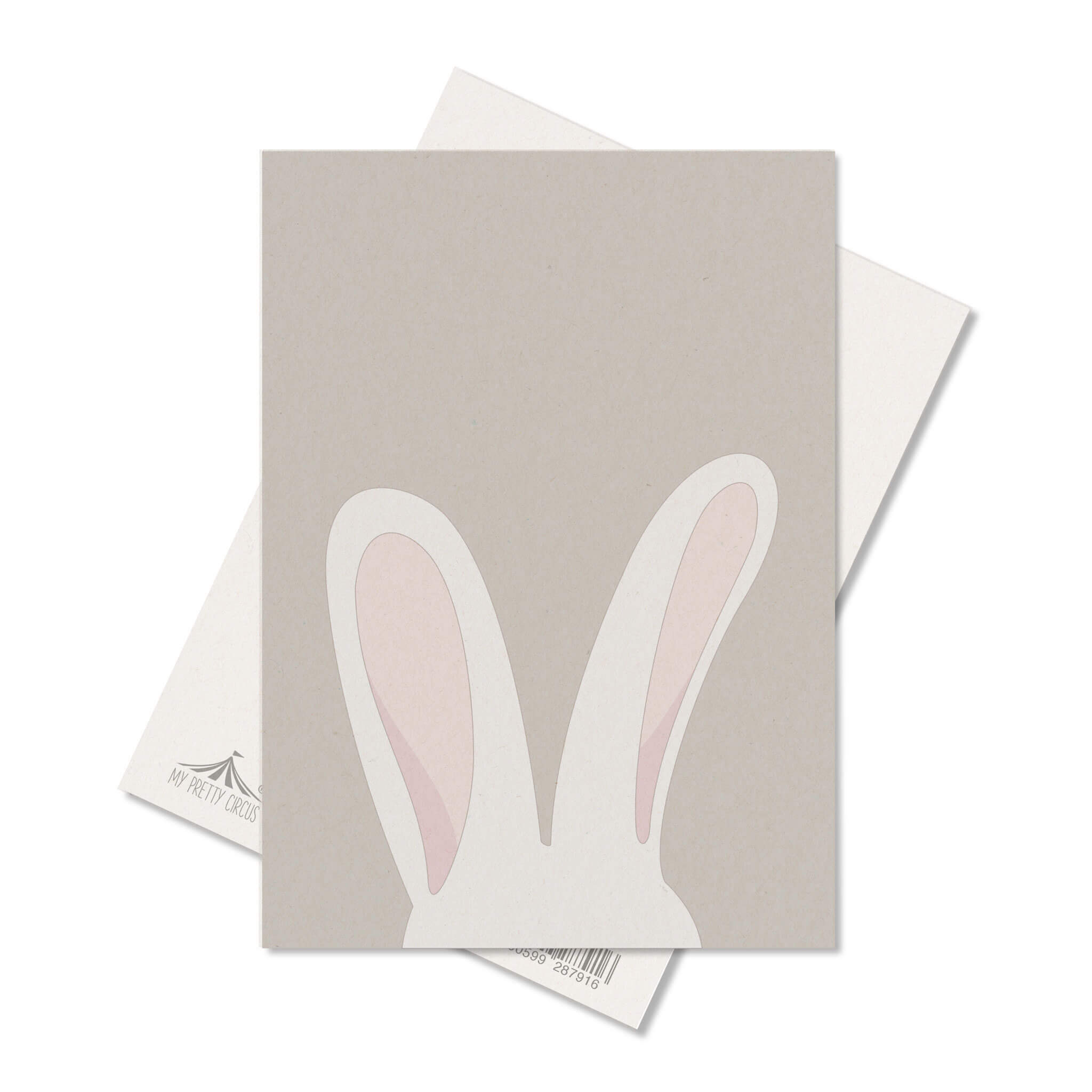 Postkarte &quot;Hase&quot; - stabile Karte aus Holzschliffpappe mit Hasenohren in beige von My Pretty Circus | PC-BUN2009-BE