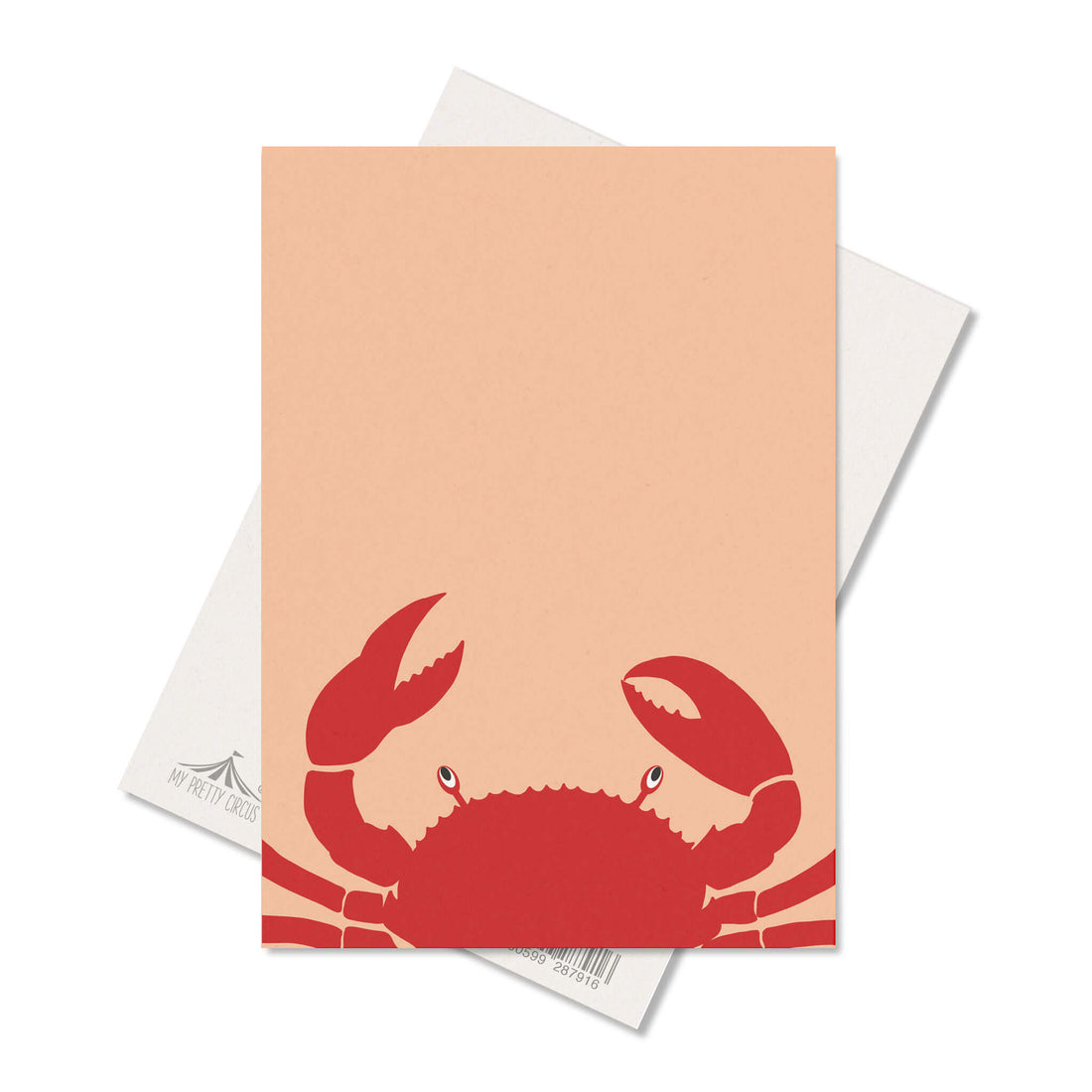 Postkarte &quot;Krabbe&quot; - stabile Karte aus Holzschliffpappe mit Krebs in korallrot von My Pretty Circus | PC-CRA2011-RE
