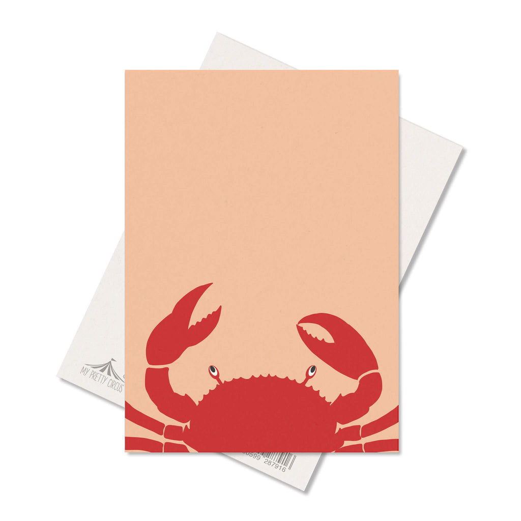 Postkarte "Krabbe" - stabile Karte aus Holzschliffpappe mit Krebs in korallrot von My Pretty Circus | PC-CRA2011-RE
