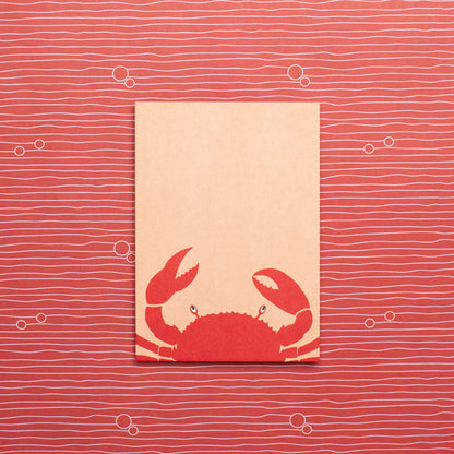 Postkarte &quot;Krabbe&quot; - stabile Karte aus Holzschliffpappe mit Krebs in korallrot von My Pretty Circus | PC-CRA2011-RE