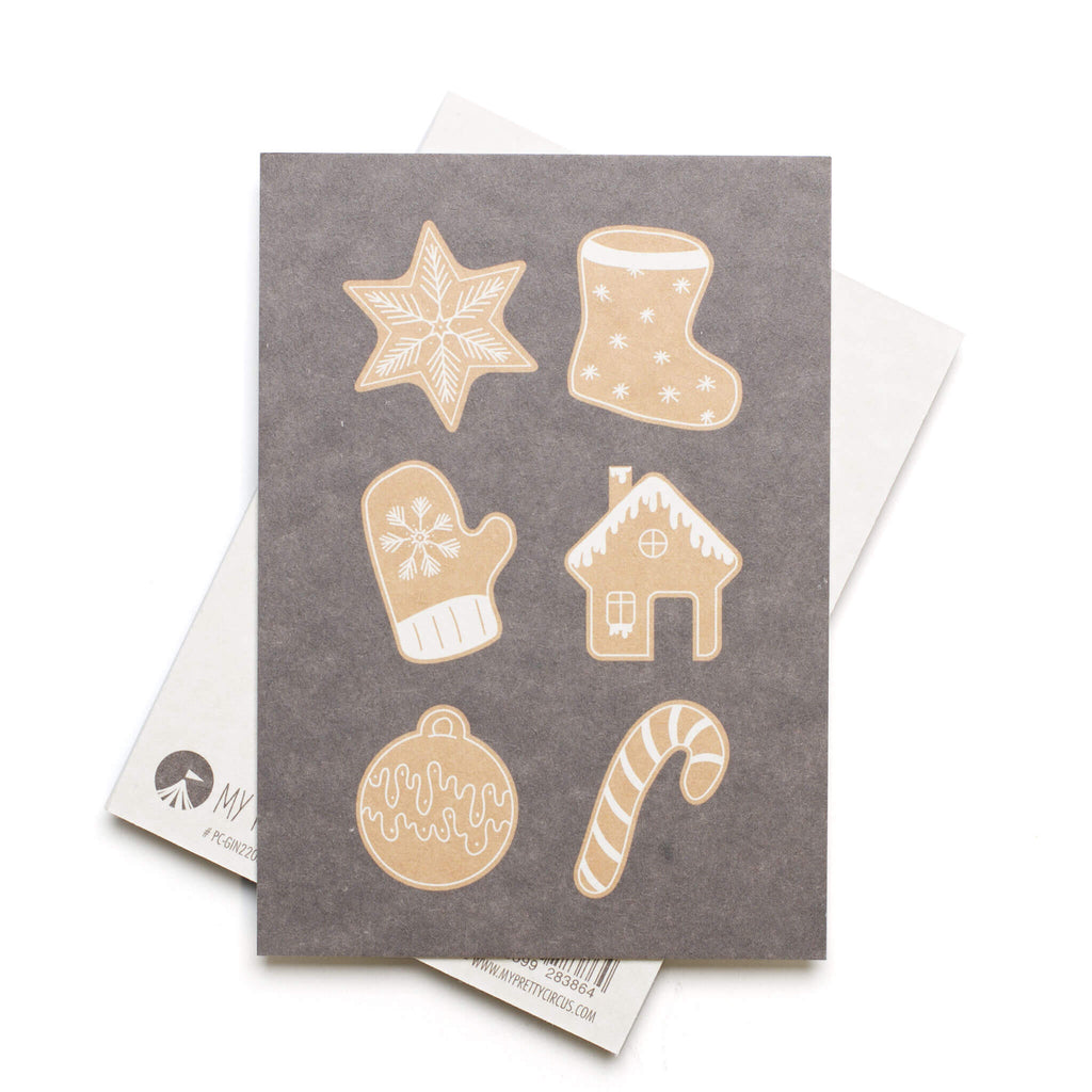 Postkarte Lebkuchen -  stabile Karte aus Holzschliffpappe mit Weihnachtskeksen von My Pretty Circus | PC-GIN2203-BR-2