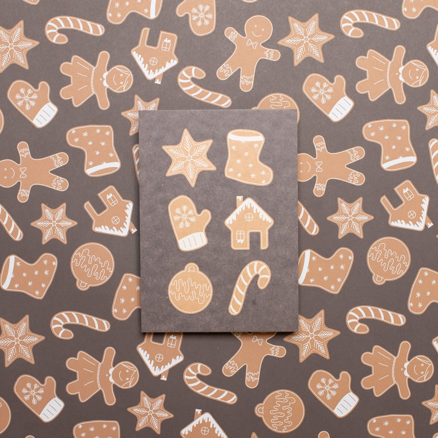 Postkarte Lebkuchen -  stabile Karte aus Holzschliffpappe mit Weihnachtskeksen von My Pretty Circus | PC-GIN2203-BR-2