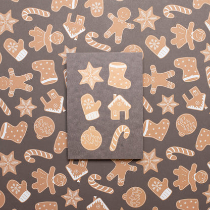 Postkarte Lebkuchen -  stabile Karte aus Holzschliffpappe mit Weihnachtskeksen von My Pretty Circus | PC-GIN2203-BR-2