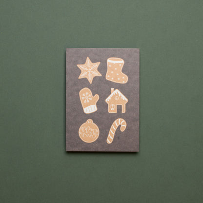 Postkarte Lebkuchen -  stabile Karte aus Holzschliffpappe mit Weihnachtskeksen von My Pretty Circus | PC-GIN2203-BR-3