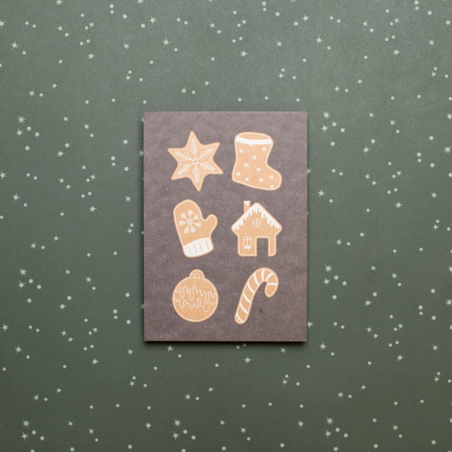 Postkarte Lebkuchen -  stabile Karte aus Holzschliffpappe mit Weihnachtskeksen von My Pretty Circus | PC-GIN2203-BR-5