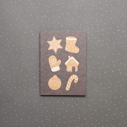 Postkarte Lebkuchen -  stabile Karte aus Holzschliffpappe mit Weihnachtskeksen von My Pretty Circus | PC-GIN2203-BR-6
