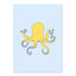 Postkarte Krake aus 100% Recyclingpapier in hellblau und gelb von My Pretty Circus | PC-OCT2012-YE