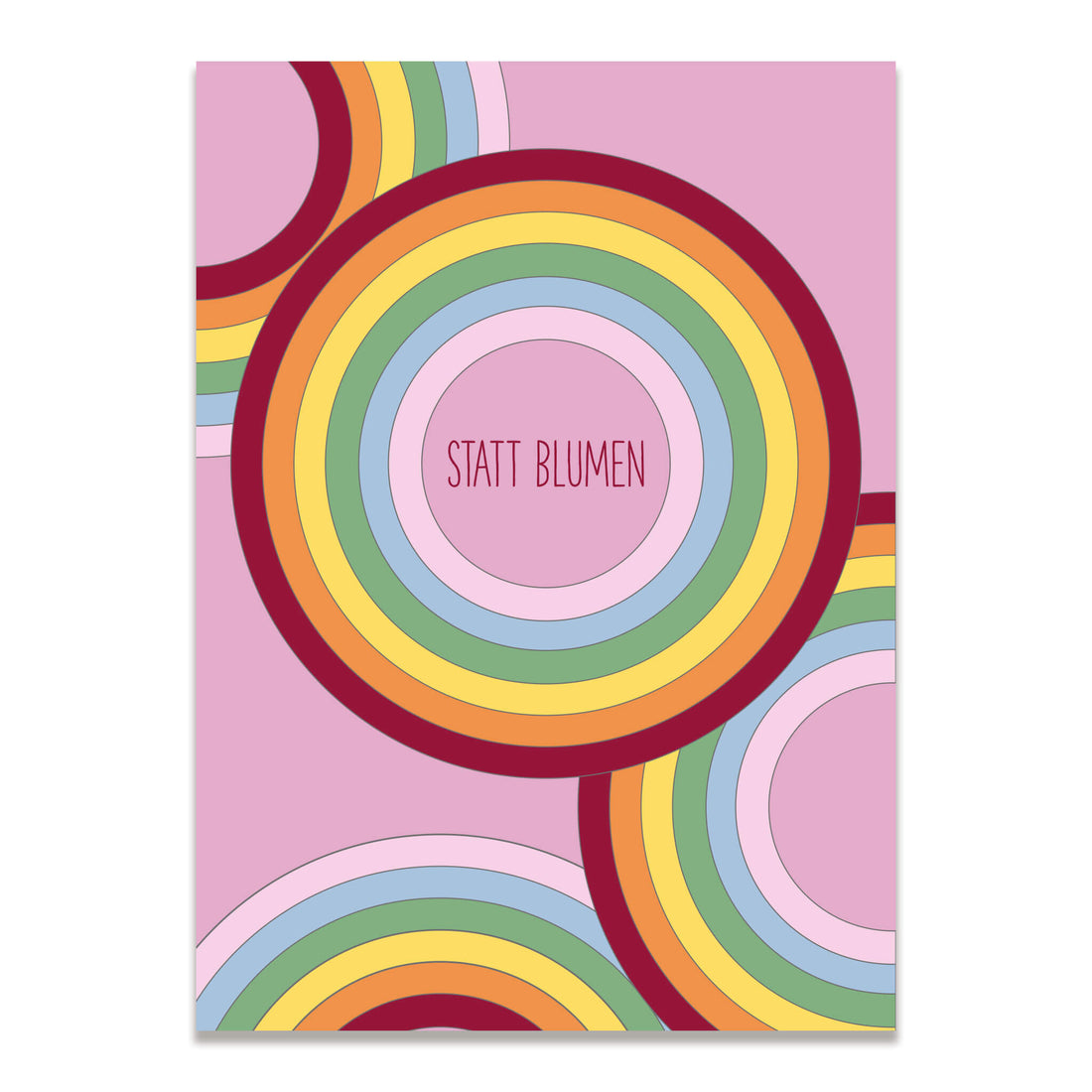Postkarte Regenbogen "Statt Blumen" in pink aus 100% Recyclingpapier von My Pretty Circus | PC-RAI1901-PI