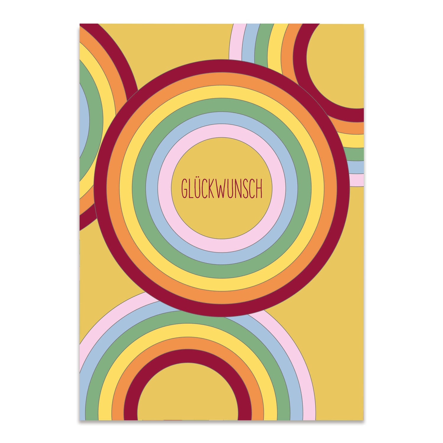 Postkarte Regenbogen &quot;Glückwunsch&quot; in senfgelb aus 100% Recyclingpapier von My Pretty Circus | PC-RAI1903-MU
