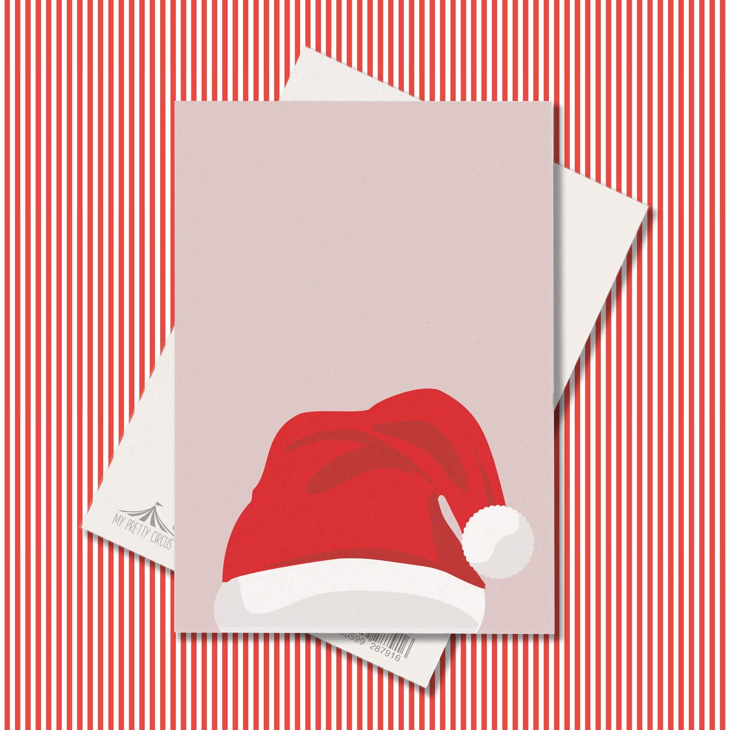 Postkarte &quot;Nikolaus&quot; - stabile Karte aus Holzschliffpappe mit Weihnachtsmann Mütze in rosa und rot von My Pretty Circus | PC-SAN2008-LP