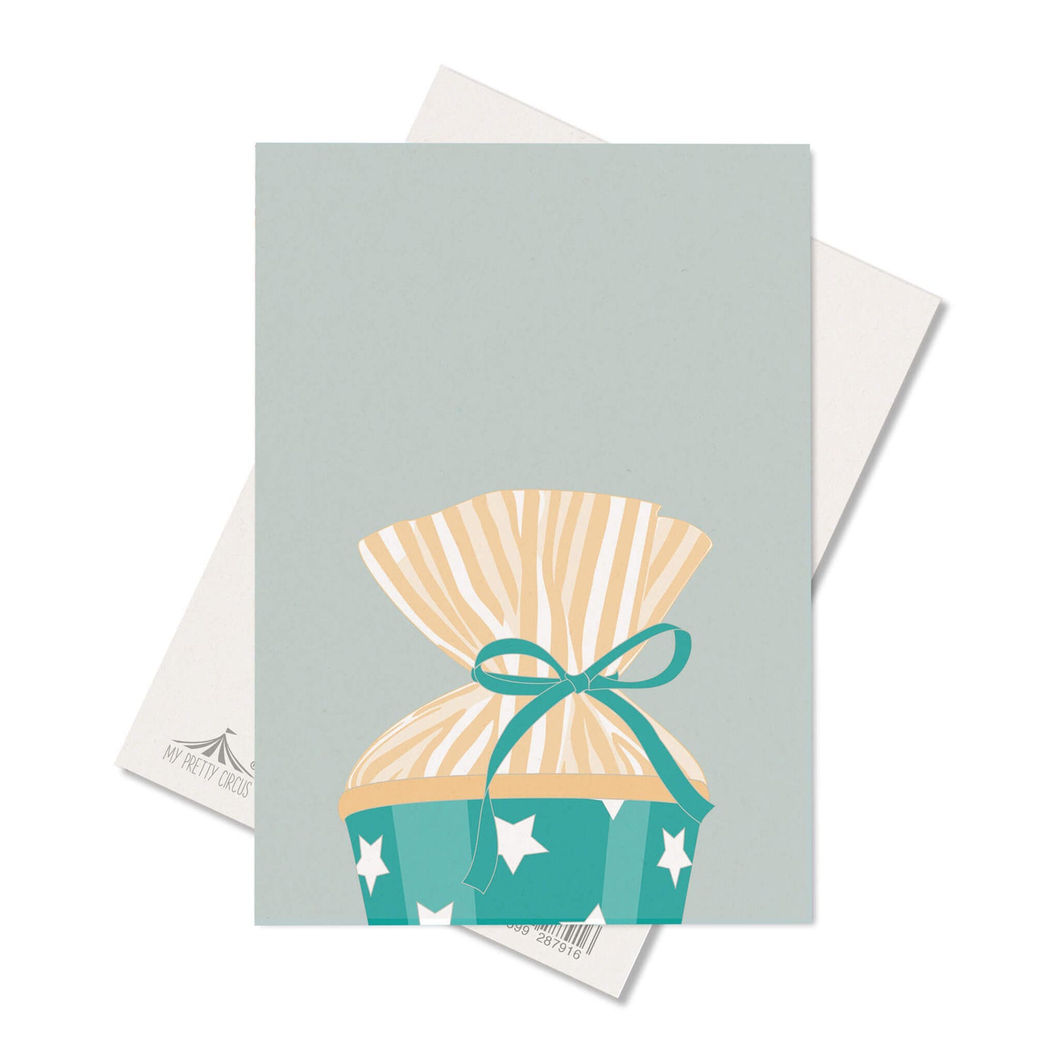 Postkarte &quot;Schultüte&quot; - stabile Karte aus Holzschliffpappe mit Zuckertüte in tükis und gelb von My Pretty Circus | PC-SCH2010-TQ