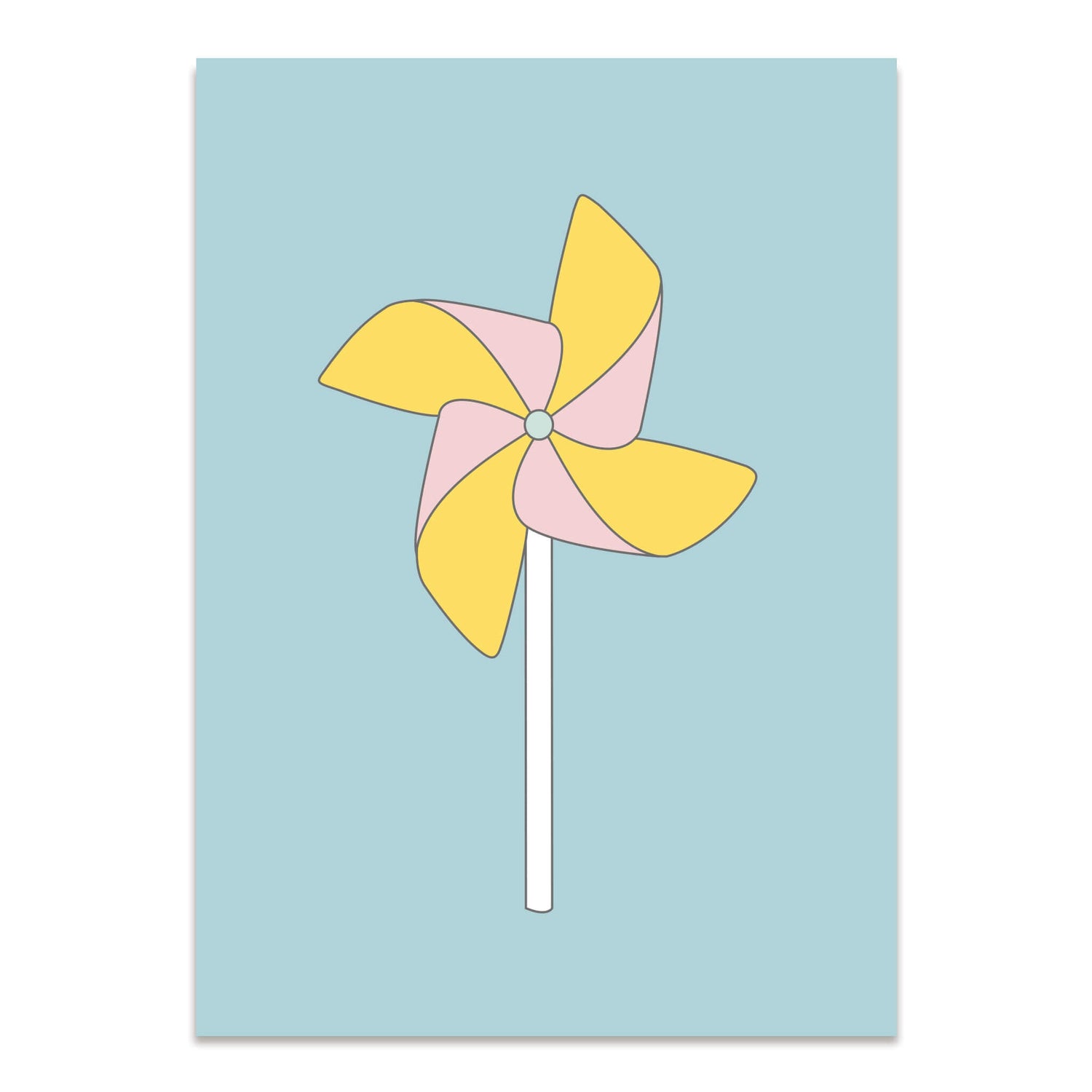 Postkarte &quot;Windrad&quot; in hellblau aus 100% Recyclingpapier von My Pretty Circus | PC-WIN1907-LB