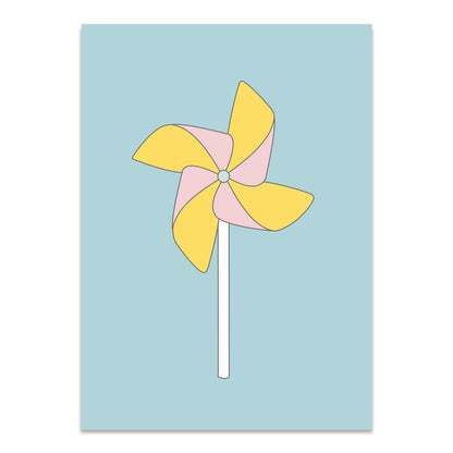 Postkarte &quot;Windrad&quot; in hellblau aus 100% Recyclingpapier von My Pretty Circus | PC-WIN1907-LB
