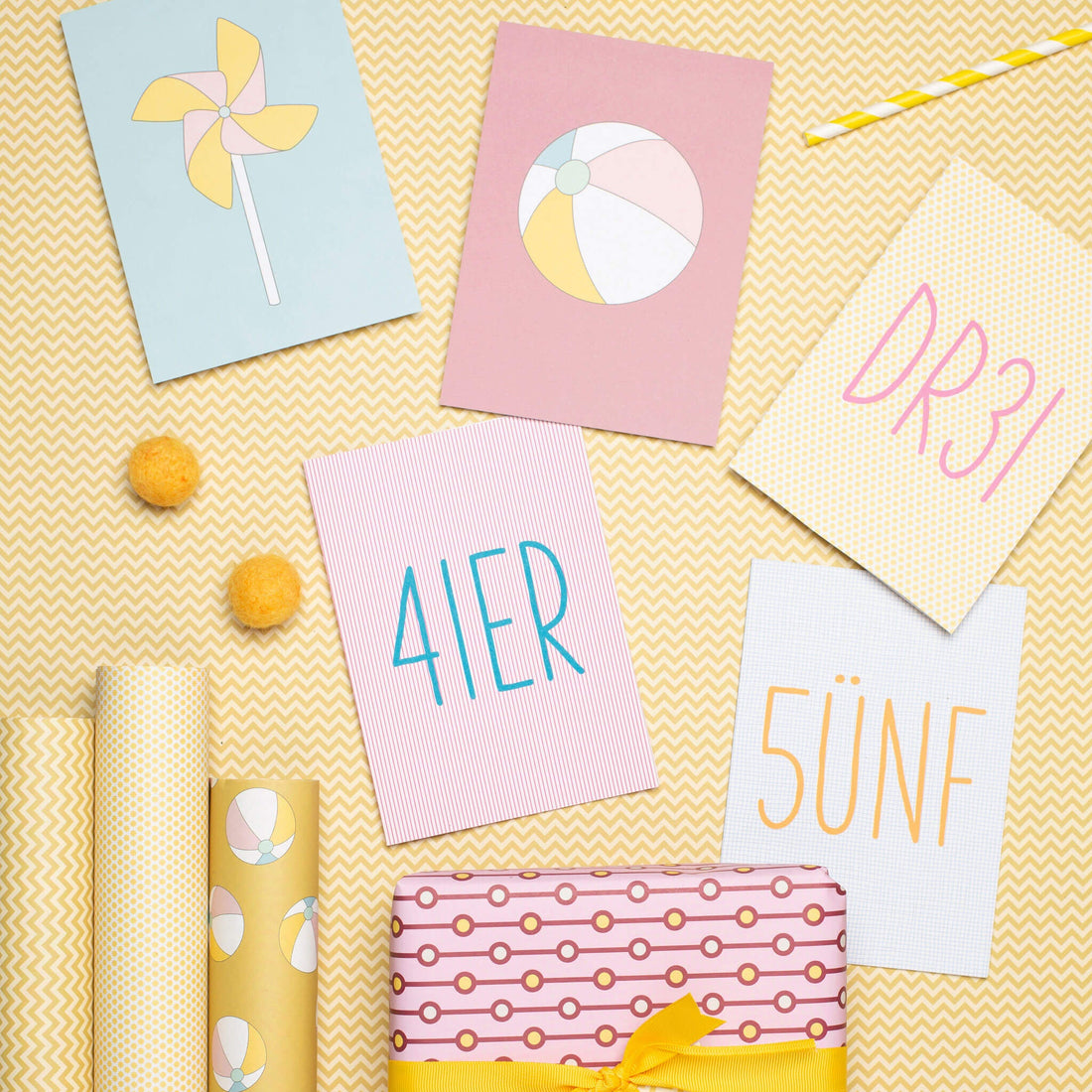 Postkarte &quot;Windrad&quot; in hellblau aus 100% Recyclingpapier von My Pretty Circus | PC-WIN1907-LB