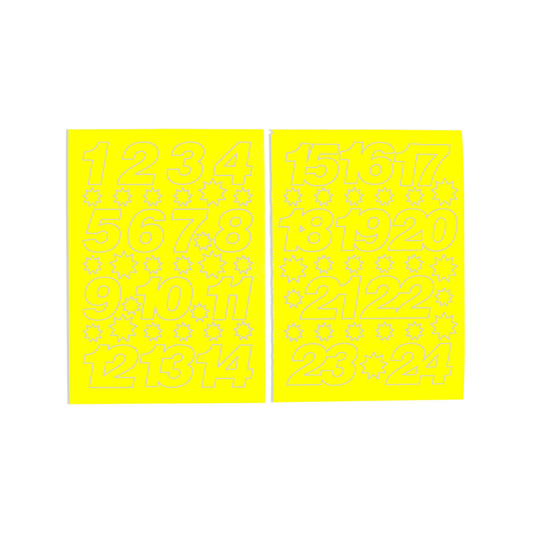 Adventskalender Zahlen Sticker in Neon Gelb - 2 DIN A6 Bogen Aufkleber aus Haftpapier von My Pretty Circus | ST-ADV2101-NY