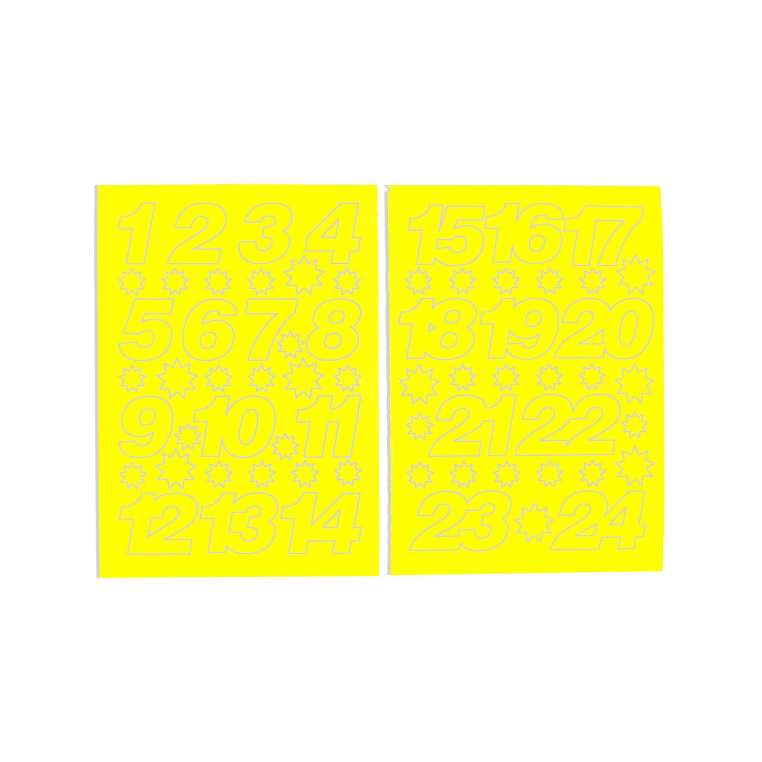 Adventskalender Zahlen Sticker in Neon Gelb - 2 DIN A6 Bogen Aufkleber aus Haftpapier von My Pretty Circus | ST-ADV2101-NY
