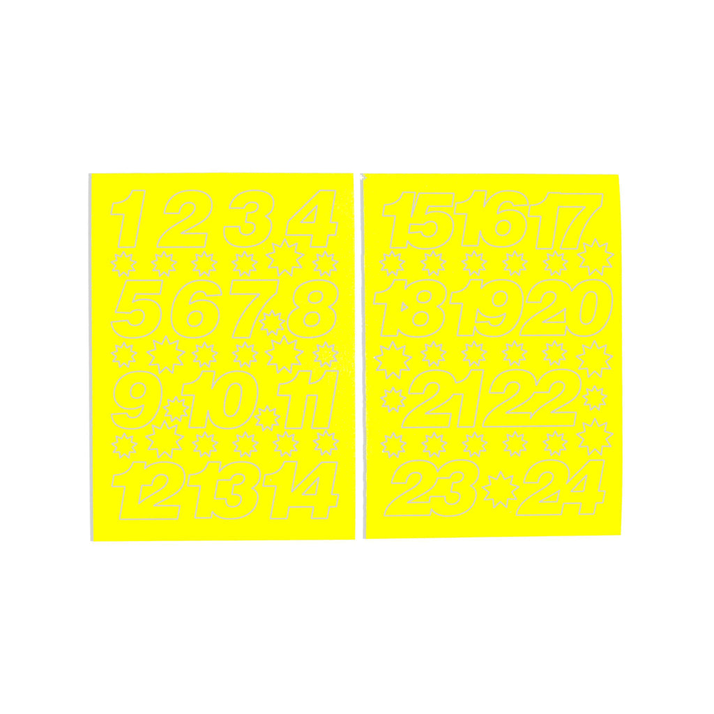 Adventskalender Zahlen Sticker in Neon Gelb - 2 DIN A6 Bogen Aufkleber aus Haftpapier von My Pretty Circus | ST-ADV2101-NY