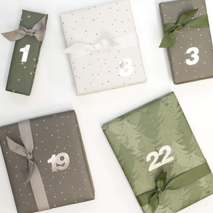 Adventskalender Zahlen Sticker in Silber 2 DIN A6 Bogen Aufkleber aus Haftfolie von My Pretty Circus | ST-ADV2105-SI