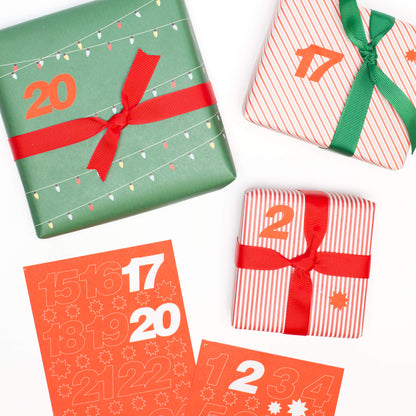 Adventskalender Zahlen Sticker in Rot - 2 DIN A6 Bogen Aufkleber aus Haftpapier von My Pretty Circus | ST-ADV2107-RE