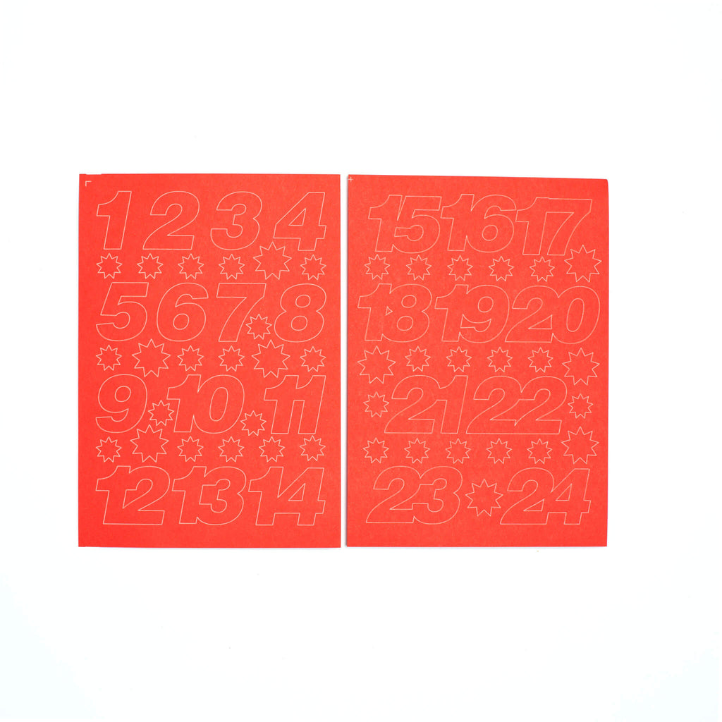 Adventskalender Zahlen Sticker in Rot - 2 DIN A6 Bogen Aufkleber aus Haftpapier von My Pretty Circus | ST-ADV2107-RE