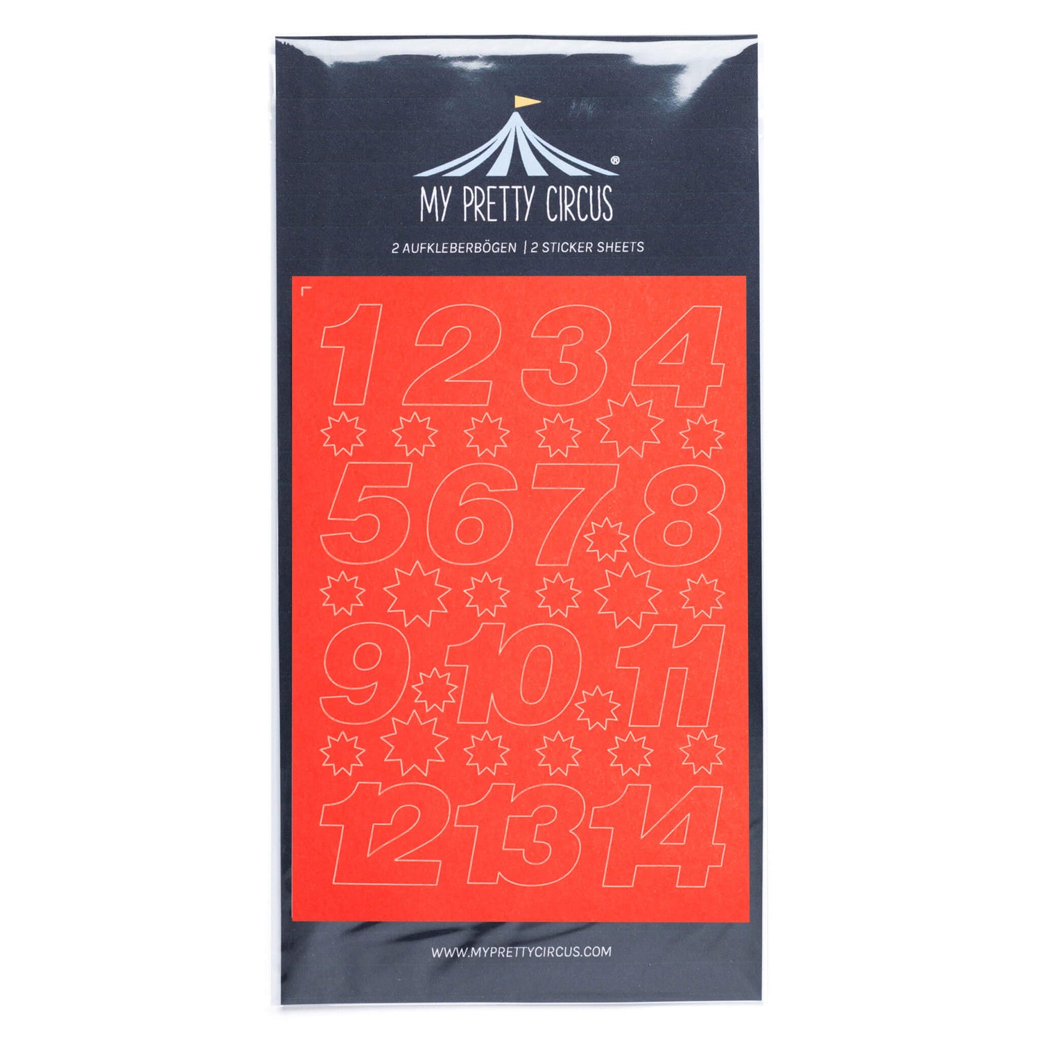 Adventskalender Zahlen Sticker in Rot - 2 DIN A6 Bogen Aufkleber aus Haftpapier von My Pretty Circus | ST-ADV2107-RE