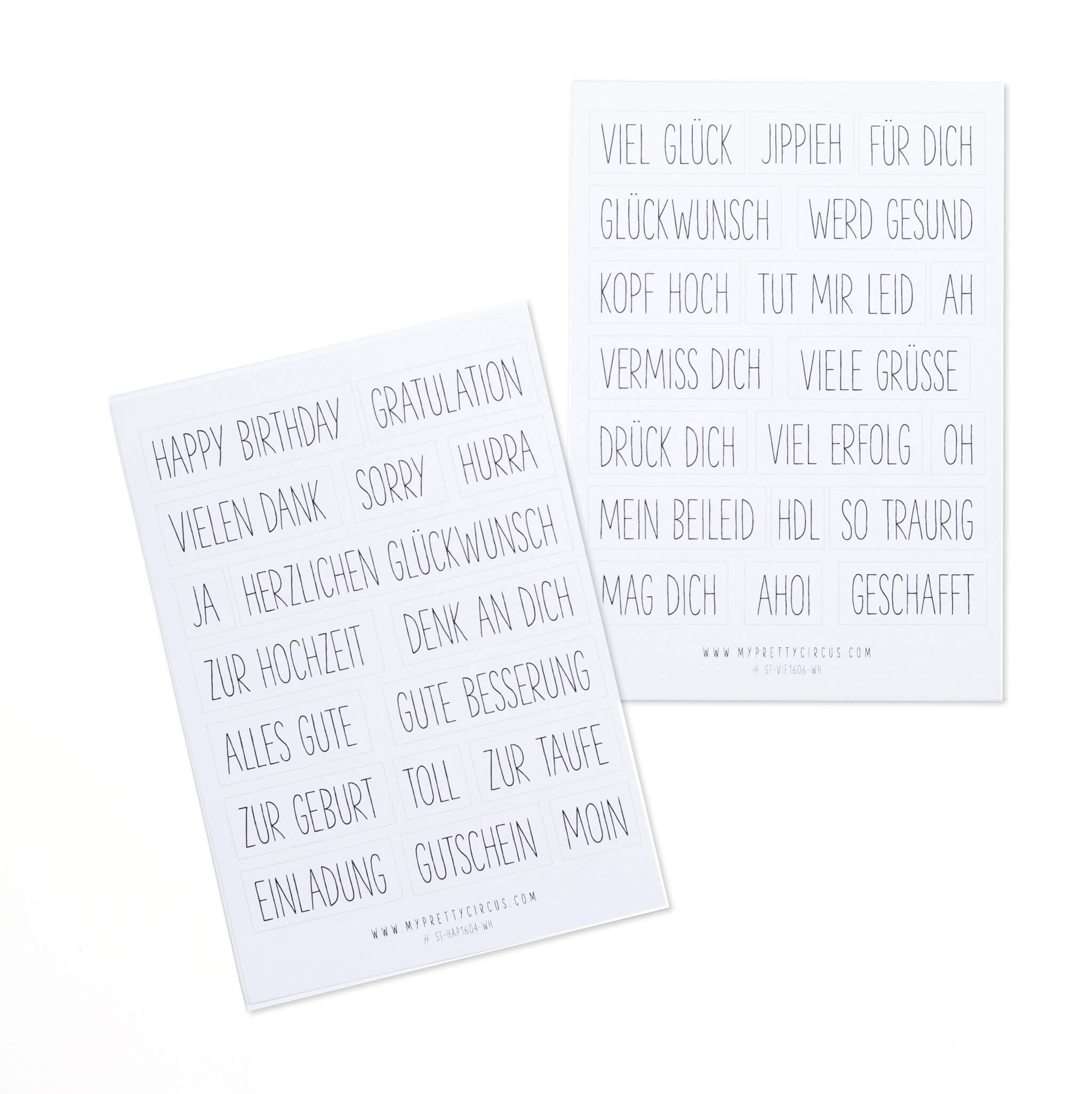 Sticker &quot;Hurra&quot; eckig weiss 